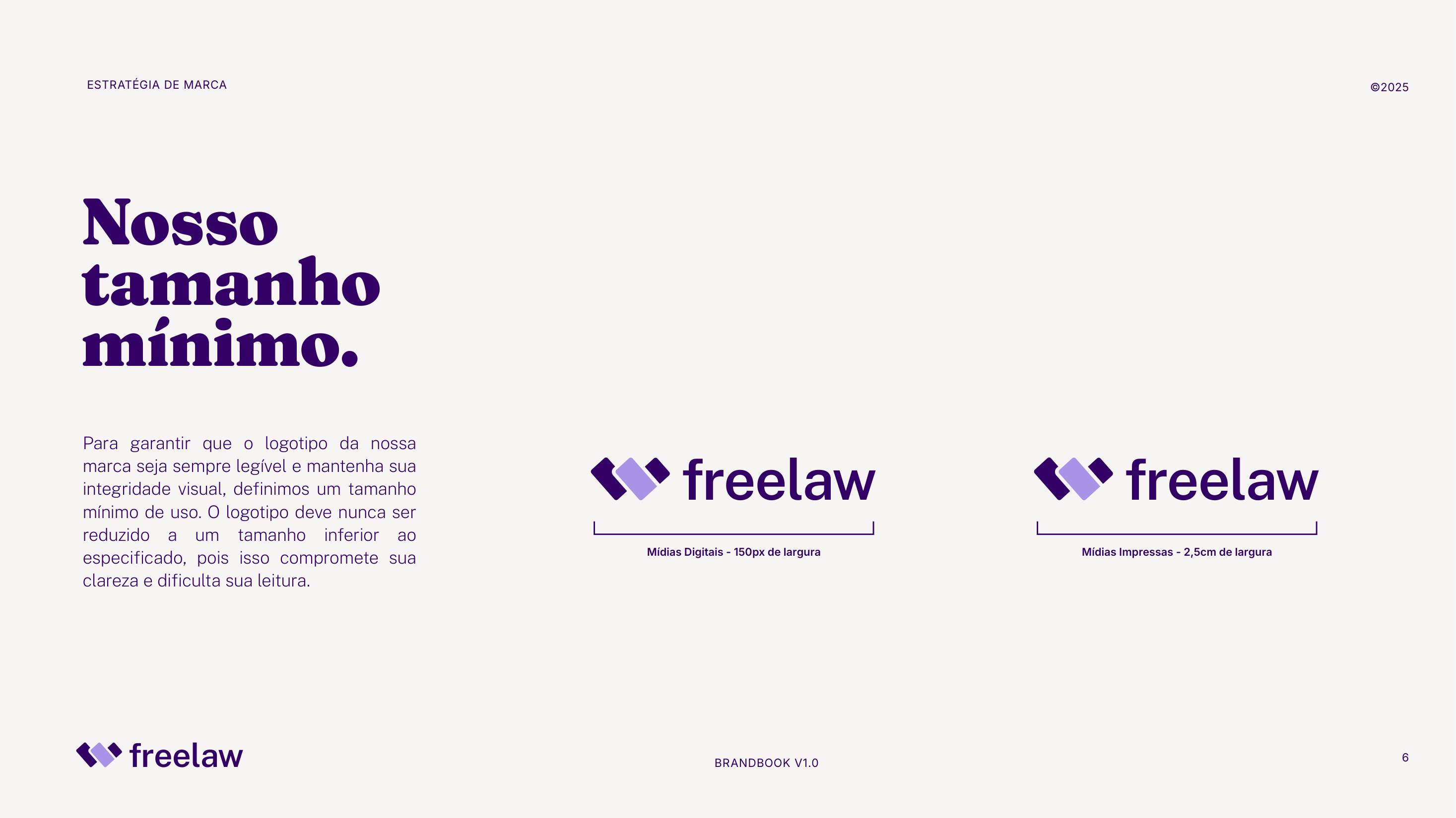 Tamanho mínimo do logo